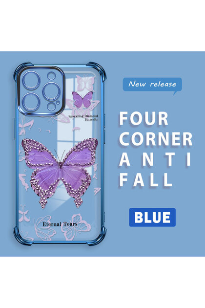 iPhone 14 Pro Max Compatible Camera Protected Transparent Soft Silicone Phone Case Butterfly Pattern