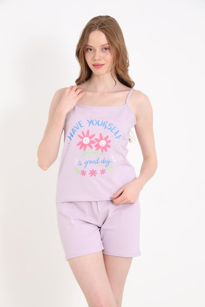 Lycra Cotton Women's Thin Strap Shorts Set