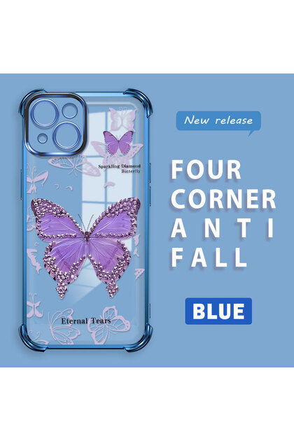 iPhone 15 Compatible Camera Protected Transparent Soft Silicone Phone Case Butterfly Pattern