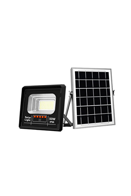 Proiector solar Jortan 50W IP66 cu indicator de baterie și telecomandă 6500K