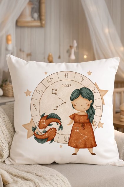 Baby Room Decorative Pillow with 100% Cotton Inner Filling |   Newborn Baby Gift |   Pisces