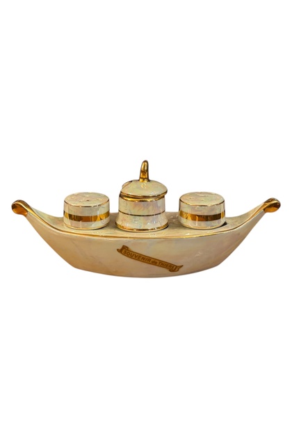 French Porcelain Salt and Pepper Shakers Spice Jar Set 19 cm Long 8 cm High