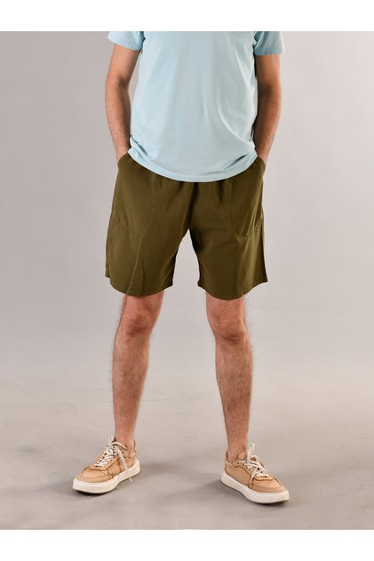 100% Cotton Linen Textured Elastic Waist Lace-Up Men's Comfortable Loose Fit Daily Home Outdoor Sports Wear Plus Size Shorts