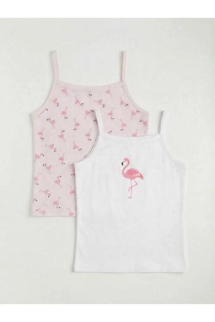 Girl's Underwear with Rope Straps, 2-Piece Undershirt (S6)