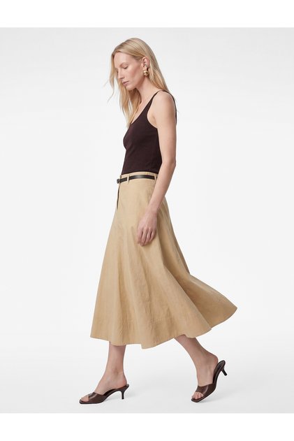 Cotton Belt Detailed Midi Flared Skirt
