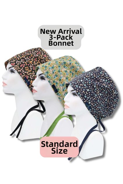 Standard Size 3-Pack Yellow White Crispy Ivy Roses Yellow Blue Navy Blue Crispy Surgical Cap
