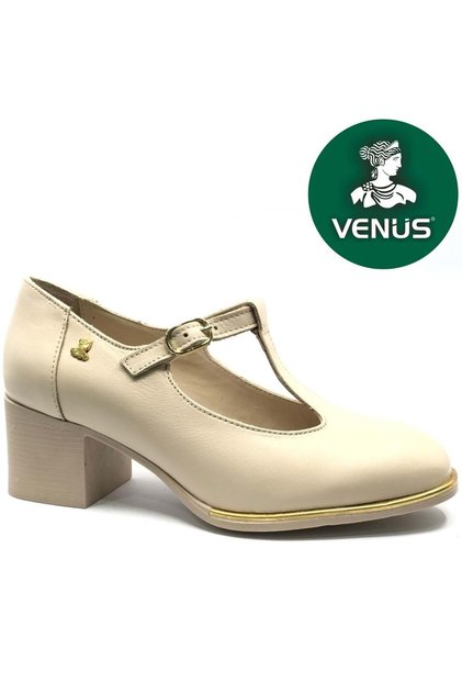 Belatrix Genuine Leather Comfort Orthopedic Women's Classic Heeled Shoes Beige