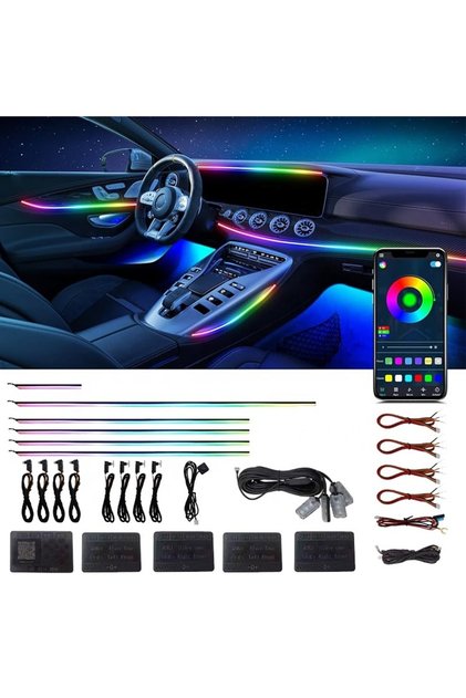 Kit de iluminare ambientală auto 18 în 1 RGB, benzi acrilice, wireless