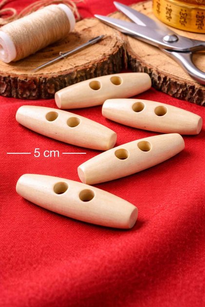 DOĞAL AHSAP ECRU TAHTA ÇOBAN 5 CM DÜĞME 1 PAKET 10 ADET