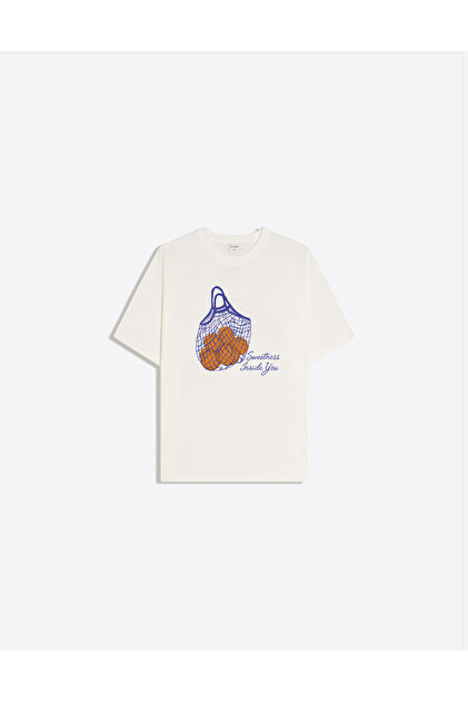 Disante Rabbit Baskılı Bisiklet Yaka Basic Trend Kadın T-shirt