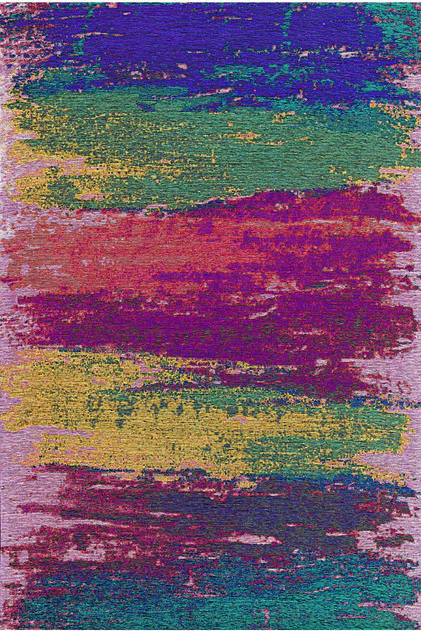Colorful Abstract Brushstroke Carpet - Purple Pink Orange Modern Art Living Room Carpet 1083