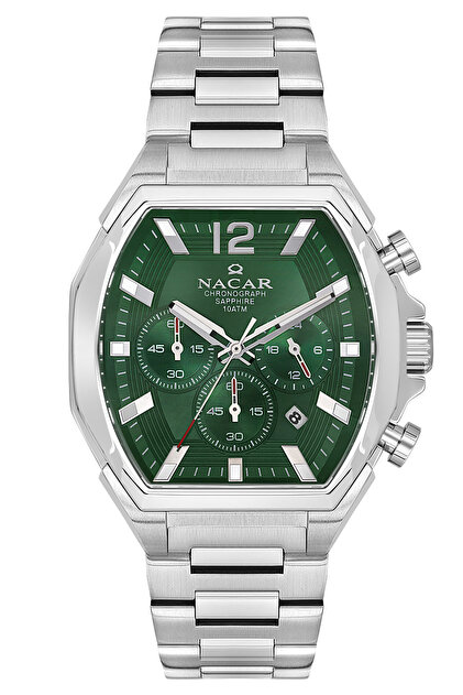 Nacar SAFİR CAM SPOR GÜMÜŞ - SİYAH ERKEK KOL SAATİ NC08-29430744