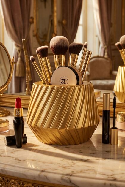 Makeup Organizer, Makeup Brush Holder, Makeup Organizer Set, Gold Color, Model 21