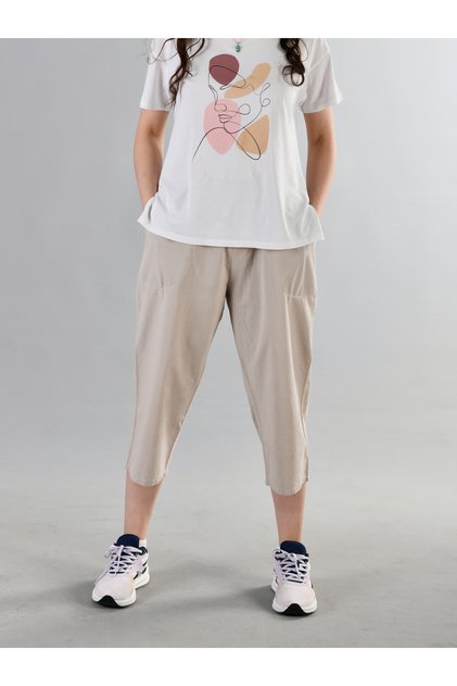 100% Cotton Linen Textured Elastic Waist Lace-Up Women's Daily Home Outdoor Sports Summer Below Knee Plus Size Capri Shorts Pants