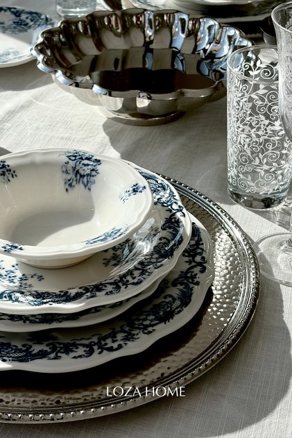 ANTIQUE BLUE | 24 PARÇA | 6 KİŞİLİK | PORSELEN YEMEK TAKIMI | VINTAGE MAVİ