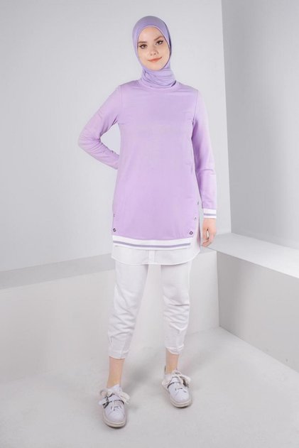 EYE DETAILED CUFFS RUBBER TUNIC 43618