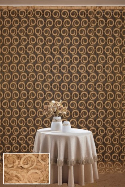Vakko Model Gold Color Rope Curtain Ready Made Buttons Sewn on Rope Curtain 300*270 cm
