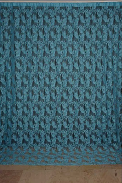 Leaf Model Turquoise Color Rope Curtain Ready Made Buttons Sewn Rope Curtain 300*280 cm