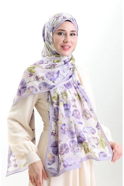 Karaca Baumwollschal 82006-11 Lila Ecru