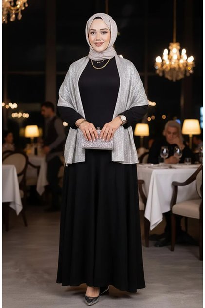 Flounce Detailed Wrap Dress 7132-07 Black