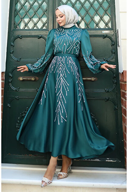 sefamerve evening dress Plum Hijab Evening Dress 5629-04