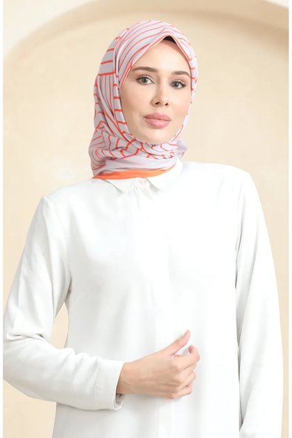 وشاح قطني ناعم 19089-14 وردي غامق برتقالي