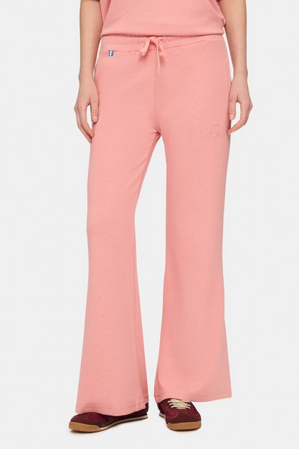 Urania Pink Spanish Flare Seersucker Printed Soft Textured Modal Fabric Loose Fit Women's Sweatpants
