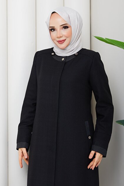 （美品）church's ANNA MET BLACK 36.5 Günay Karaca Mevsimlik Anne Büyük Beden Astarlı Pardesü Siyah 2611