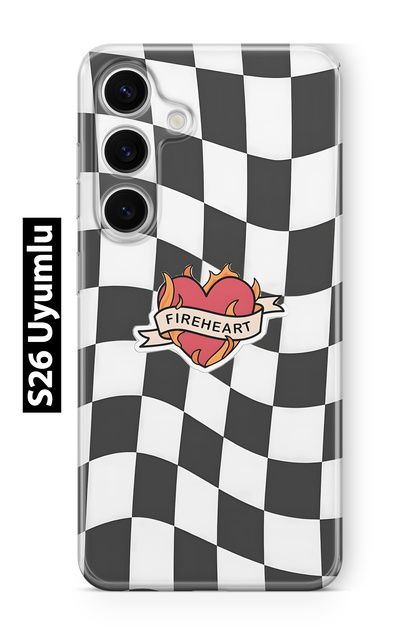 Samsung Galaxy S26 Compatible Fireheart Square Patterned Transparent Phone Case