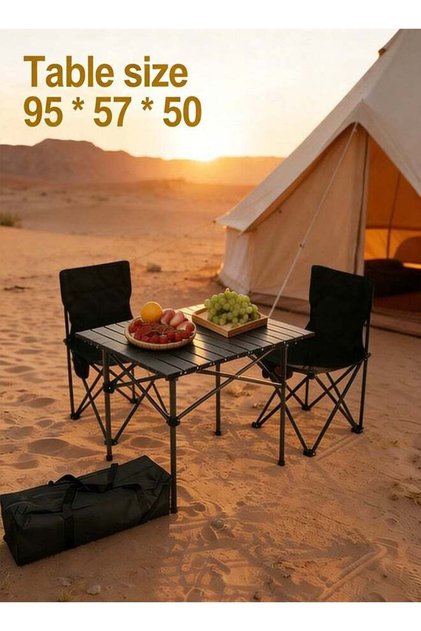 طقم تخييم من 3 قطع | طاولة تخييم محمولة مع كرسيين