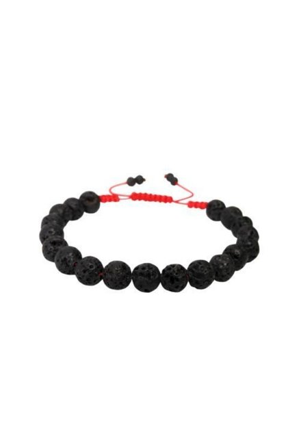 Lava Stone Knitted Bracelet 8 mm (Red String)