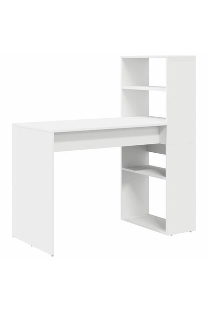 Birou cu raft cu depozitare Alb 113 x 54 x 120 cm Lemn compozit