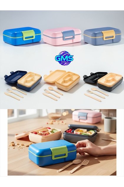 1600 ml 2-Layer 5-Section Lunch Box with Fork, Spoon & Knife Ml-2023