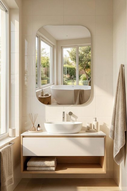 Köşeli Dekoratif Banyo Salon Hol Koridor Makyaj Aynası 80x60