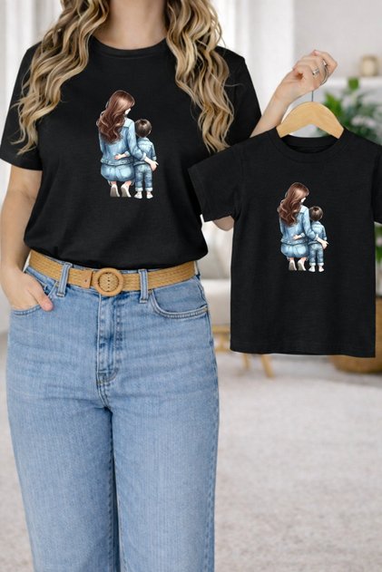 T-Shirt Mother and Son Combination Oversize – Mother & Child Twin Printed T-Shirt (Single Price)