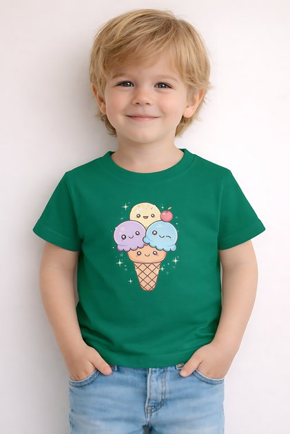 Cute Ice Cream Print Unisex Kids T-Shirt – Cotton Fun Graphic Tee