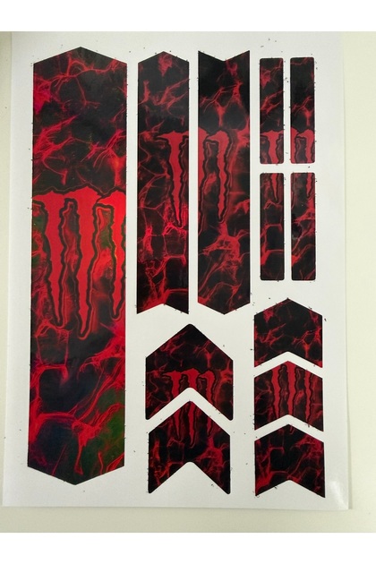 ca kay bu Alev Desenli Monster Bisiklet Kadro Sticker Seti