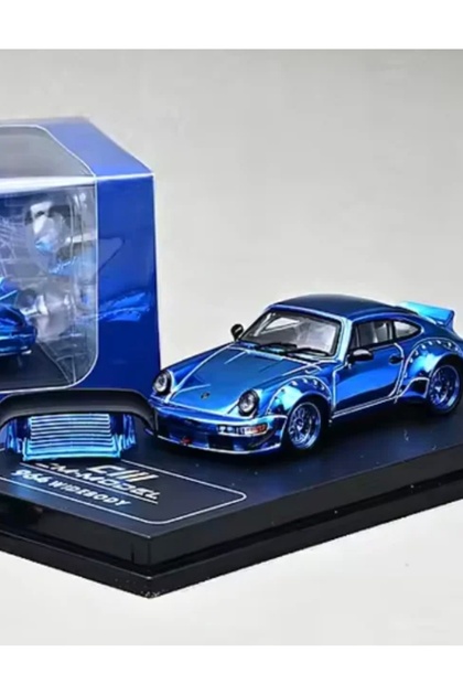 HOT WHEELS CM MODEL 1/64 Porsche 964 RWB Widebody Chrome Blue