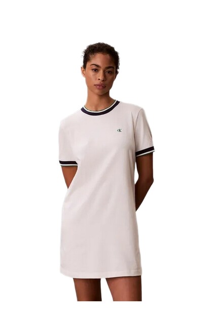 Calvin Klein Lv047F248G Ss Ctn Monogram Stripe Women's Dress- Trendyol