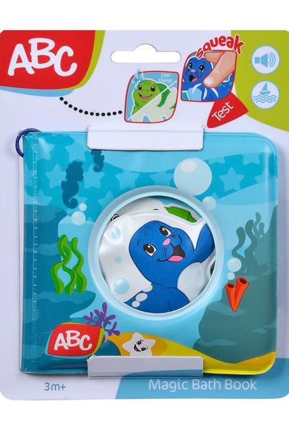 ABC sihirli banyo defteri, renk değişimli resimler, gıcırdayan fok süsü, 8 sayfa, 13 x 13 cm,