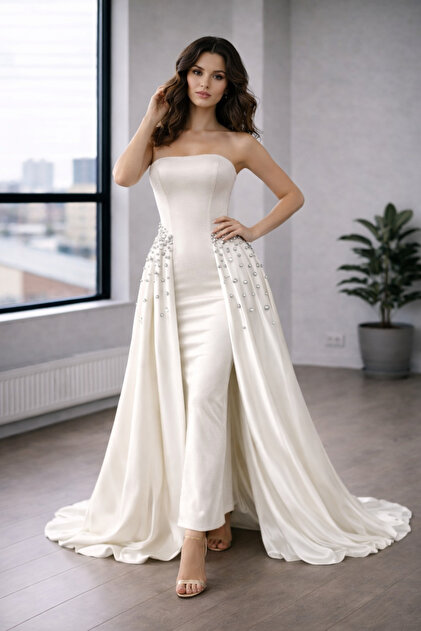 Milon Moda Velvet and satin with stone detail, evening-dress-graduation-night  dress- Trendyol