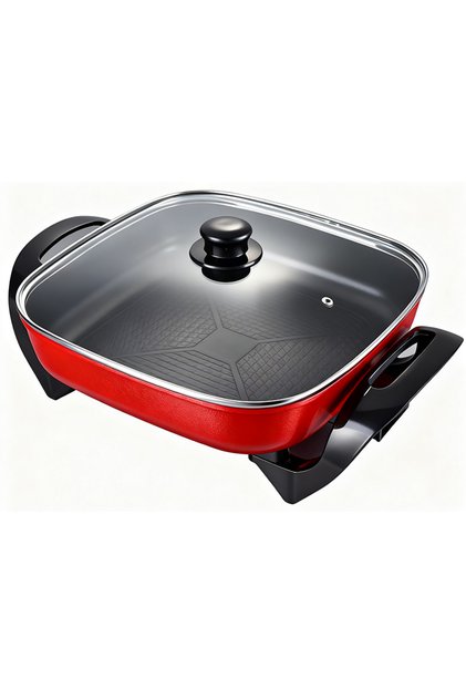 Smokeless Indoor Electric Wok Extra Nonstick Table Cook Non-Stick Indoor Temperature Control