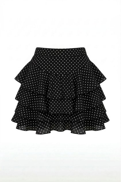 Mykonos Ruffled White Polka Dot Skirt