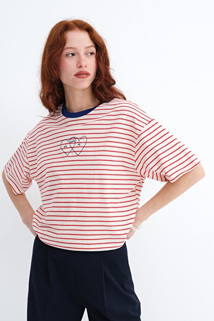 Addax Çizgili Kısa Kollu T-shirt P10686 - Fiyatı, Yorumları