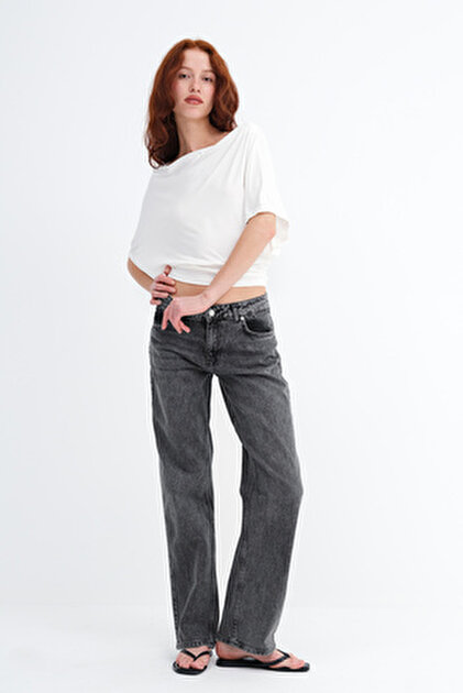 Addax Yüksek Bel Kayış Detaylı Wide Leg Jean PN388-PNE - Fiyatı