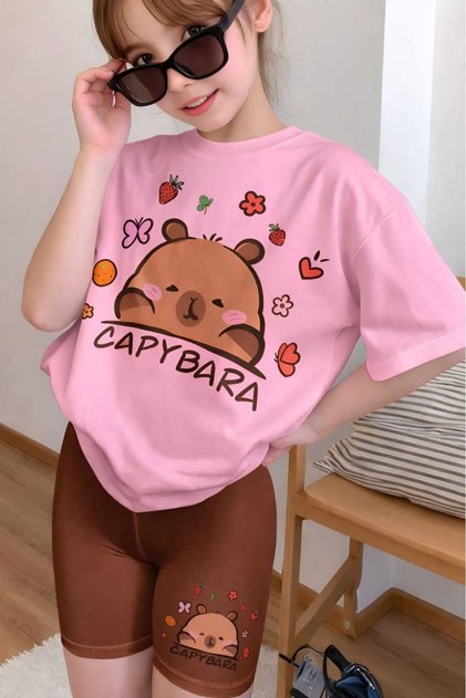 Capybara Printed Unisex Children's T-Shirt 4Gh3
