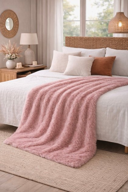 Sofa Throw - Tv Blanket - Bedspread - Soft Furry Suede Base Plush Fabric 155X100Cm