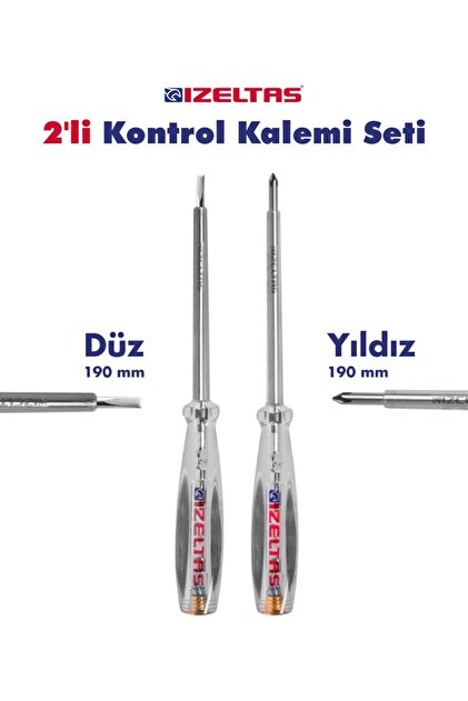 2点セット İzeltaş 2 li Kontrol Kalem Seti Düz ve Yıldız Uç 190 mm - Fiyatı