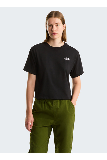 NF0A8FDHJK31-EVOLUTION SIMPLE DOME Tricou negru, rotund, cu croială normală, simplu, pentru femei