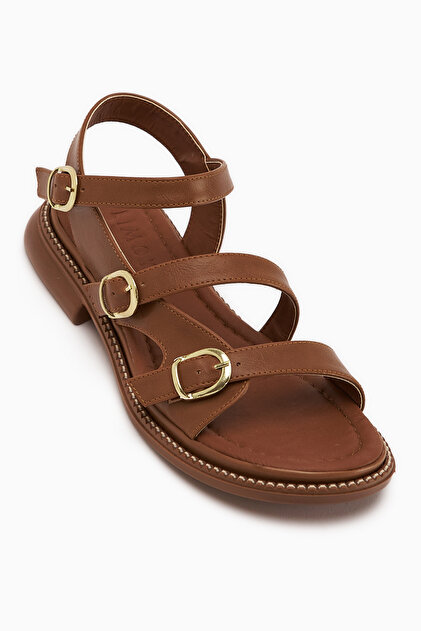 CDL Teddy Sandals Sサイズ ØMI Limoya Myra Camel Çift Bantlı Kadın Sandalet - Fiyatı, Yorumları